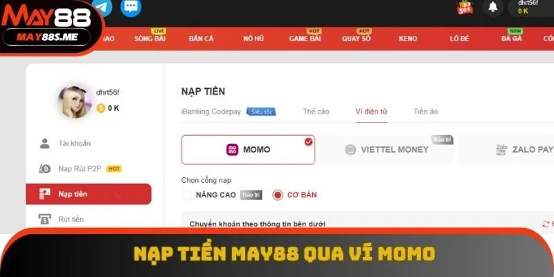 Chuyển vốn từ ví Momo qua nhà cái